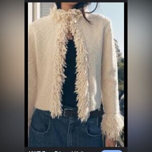 Elegant Cream Fringe  jacket